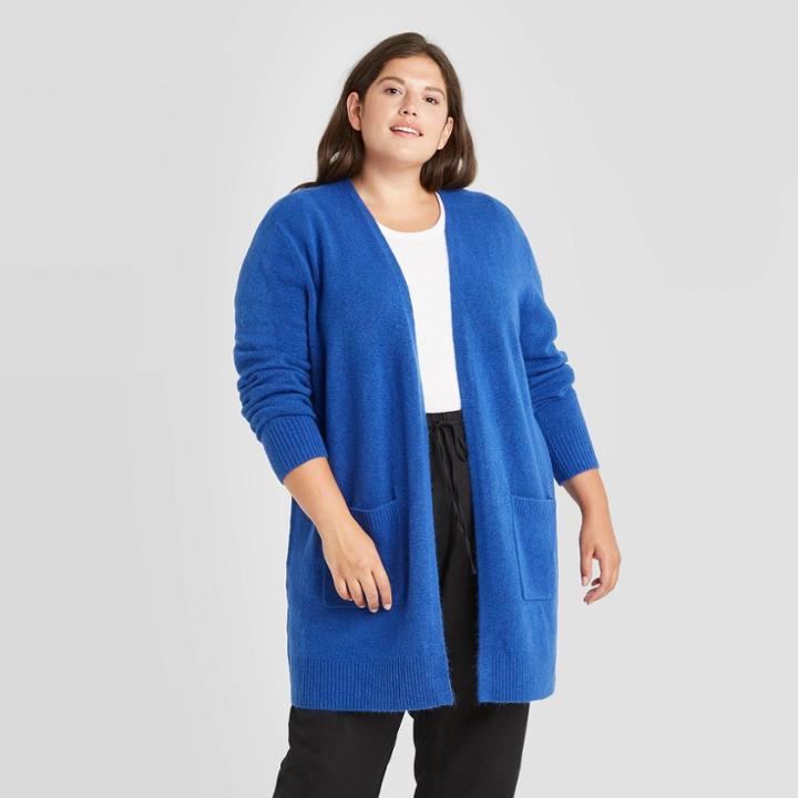 Women's Plus Size Open-front Cozy Cardigan - A New Day Blue