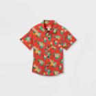 Toddler Boys' Floral Print Challis Woven Short Sleeve Button-down Shirt - Cat & Jack Orange