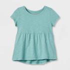 Toddler Girls' Solid Knit Washed T-shirt - Cat & Jack Green