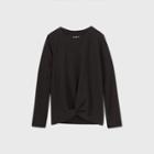 Girls' Long Sleeve Waffle Cozy Pullover T-shirt - Cat & Jack Black