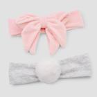 Baby Girls' 2pk Velvet Poof Headwrap - Just One You Made By Carter's Newborn, Pink
