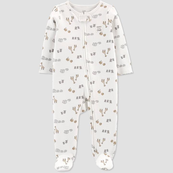 Baby Safari Interlock Footed Pajama - Just One You Made By Carter's Off-white/gray Newborn