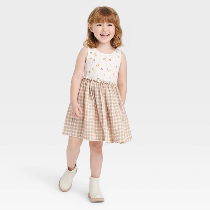 Toddler Girls' Disney Minnie Mouse Printed Dress - Cream