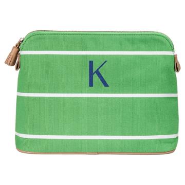 Cathy's Concepts Personalized Green Striped Cosmetic Bag - K