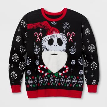 The Nightmare Before Christmas Men's Tall Ugly Holiday Nightmare Before Christmas Sweater - Ravenwood Black