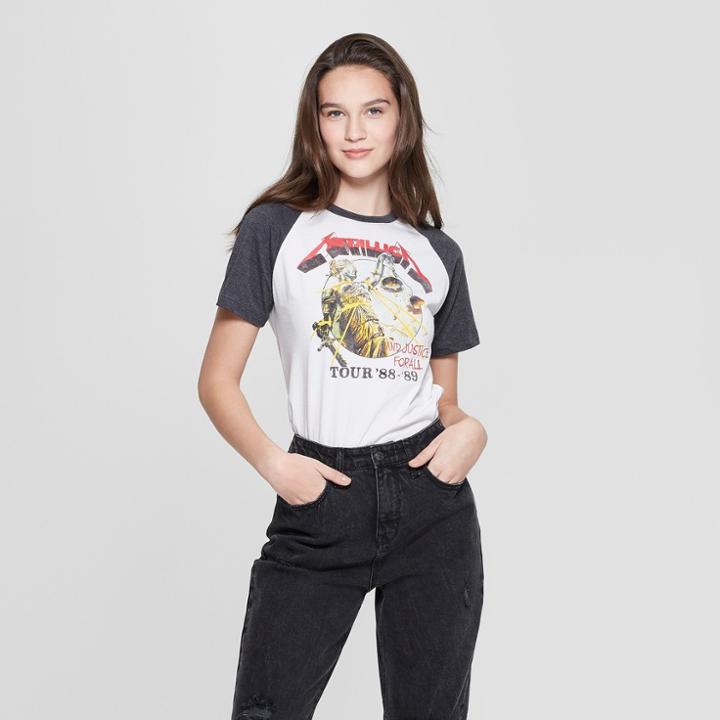 Women's Metallica Short Sleeve Raglan Graphic T-shirt - White