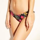 Women's Wave Ruffle Cheeky Bikini Bottom - Shade & Shore Black Floral M,