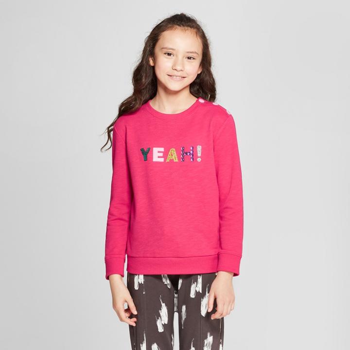 Girls' Yeah Pullover - Cat & Jack Red