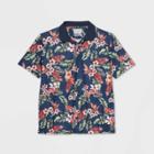 Men's Floral Print Big & Tall Standard Fit Short Sleeve Collared T-shirt - Goodfellow & Co Orange