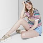 Women's Striped Short Sleeve V-neck Boxy Polo Shirt - Wild Fable Pink/purple Xxl,