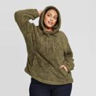 Women's Plus Size Long Sleeve Hoodie Sherpa Sweatshirt - Universal Thread Green