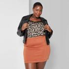 Women's Plus Size Seamed Denim Mini Skirt - Wild Fable Bronze