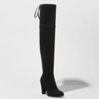 Women's Nikka Wide Width Heeled Over The Knee Sock Boots - A New Day Black 5w,