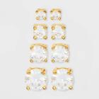 14k Gold Plated Cubic Zirconia Multi Size Stud Earring Set 4pc - A New Day Gold