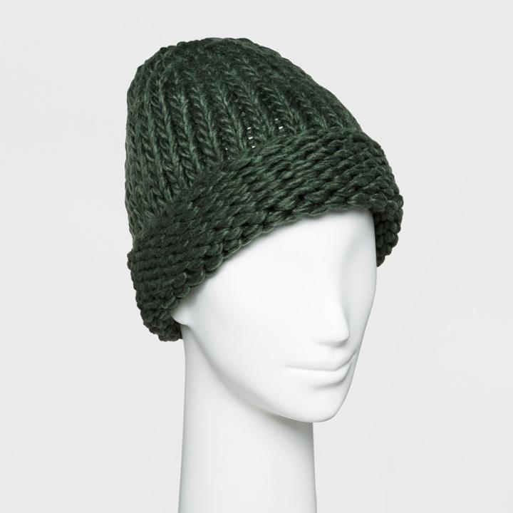 Women's Chunky Cuff Beanie - Wild Fable Olive (green)