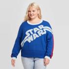 Women's Star Wars Plus Size Crewneck Graphic Sweater - (juniors') - Blue 3x, Women's,