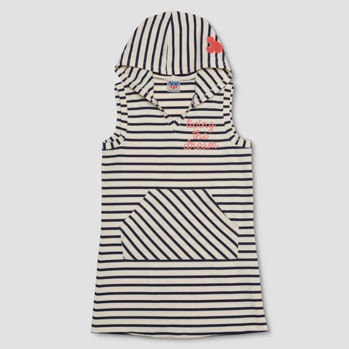Junk Food Girls' Mickey Mouse Striped Hoodie - Black/white