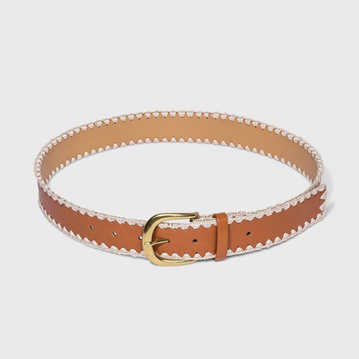 Women's Lace Edge Belt - Universal Thread Tan