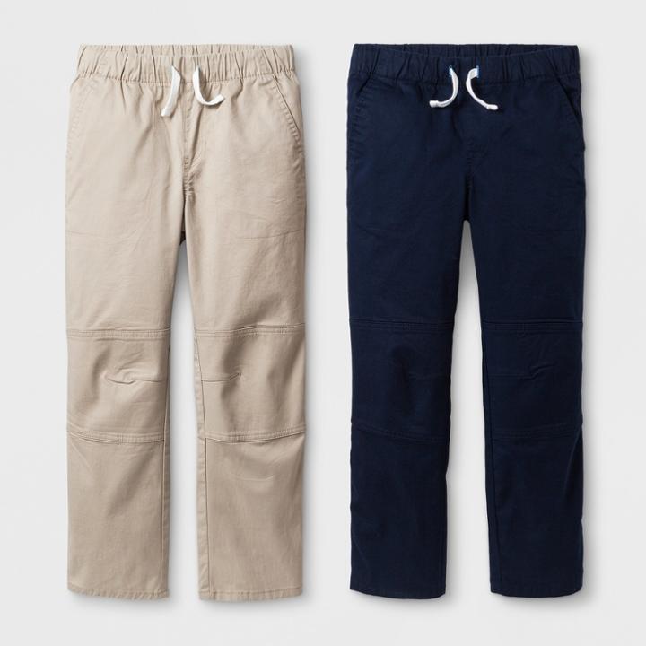 Big & Tall Boys' 2pk Pull-on Pants - Cat & Jack Beige/blue