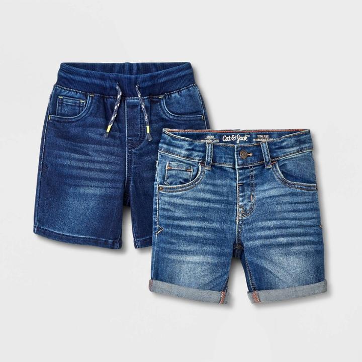 Toddler Boys' 2pk Solid Shorts Set - Cat & Jack Dark Blue