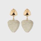 Warped Trillion Post With Thread Wrapped Bead Drop Earrings - A New Day Ivory