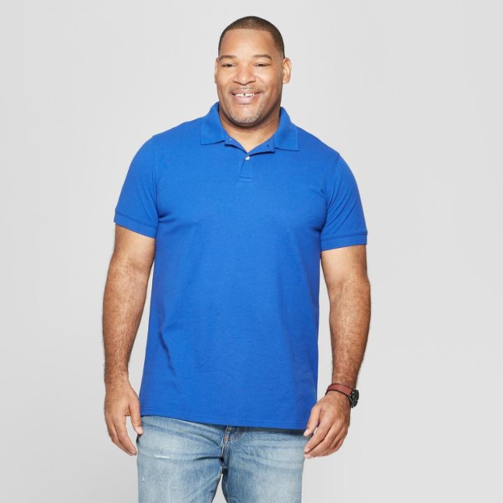 Men's Big & Tall Standard Fit Short Sleeve Pique Polo Shirt - Goodfellow & Co Uniform Blue