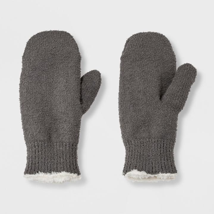Isotoner Women's Recycled Yarn Fleece Lined Mitten - Grey, Gray