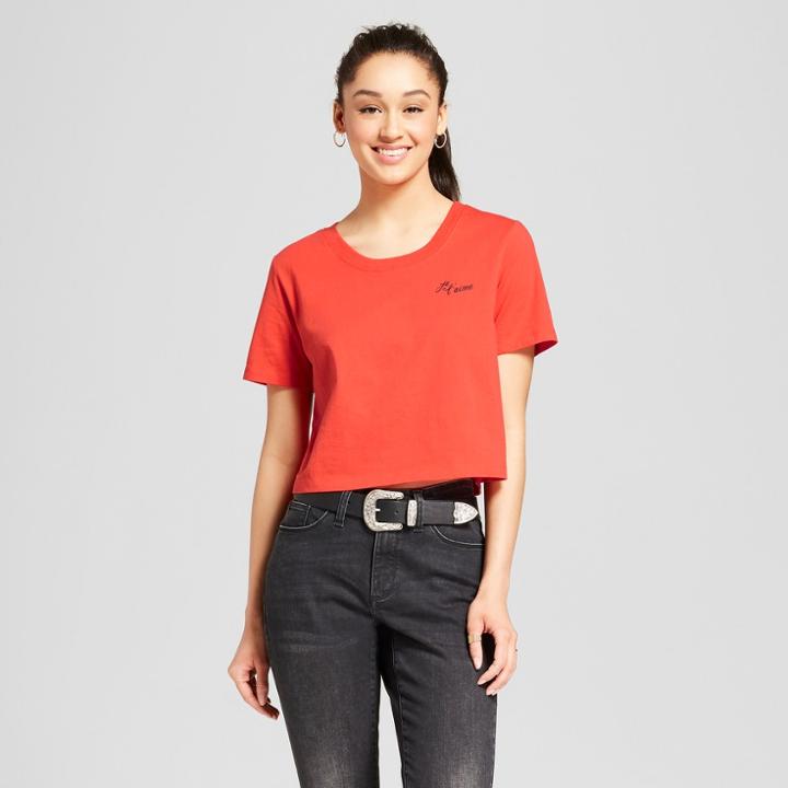 Women's Cropped Short Sleeve Graphic T-shirt - Mossimo Supply Co. Orange