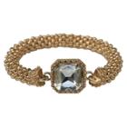 Zirconmania Satin Textured Rondelles With Square Crystal Stretch Bracelet - Gold