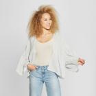 Women's Woven Striped Flounce Sleeve Kimono Jacket - Universal Thread White