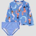 Carter's Just One You Baby Girls' Mermaid Print Rash Guard Set - Purple