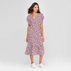 Women's Printed Textured V-neck Dress - A New Day Cream