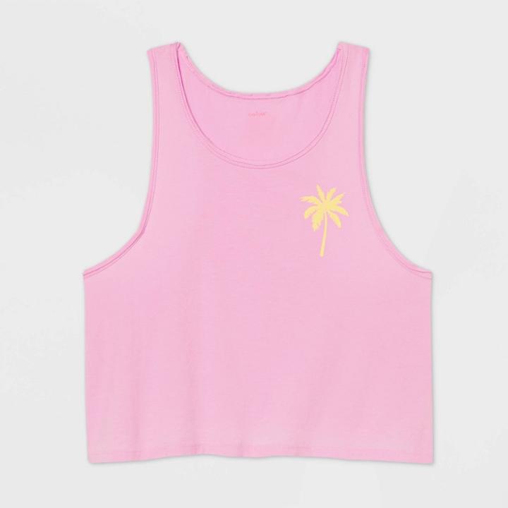 Women's Palm Tree Lounge Tank Top - Colsie Pink M, Women's, Size: