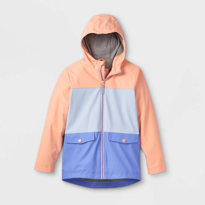 Girls' Colorblock Rain Jacket - Cat & Jack Orange