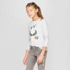 Girls' Long Sleeve Panda Graphic T-shirt - Cat & Jack Gray