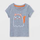 Toddler Girls' Ghost Cat Short Sleeve T-shirt - Cat & Jack Gray