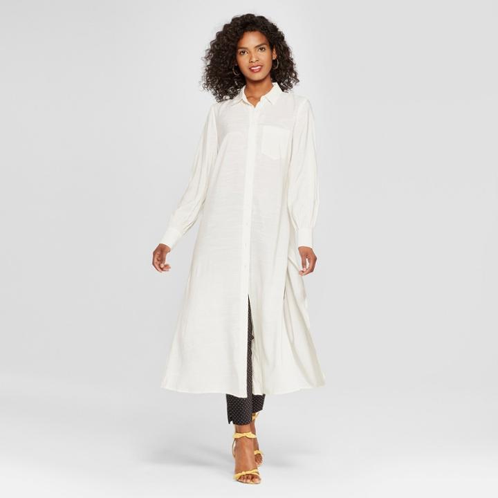 Women's Long Sleeve Button-up Tunic - Who What Wear Cream