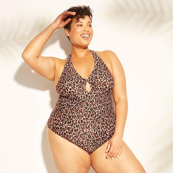 Target Women's Twist Front One Piece Swimsuit - Kona Sol Animal Print