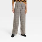 Women's Plaid High-rise Relaxed Fit Wide Leg Trousers - Who What Wear Brown