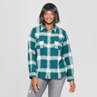 Women's Plus Size Plaid Long Sleeve Flannel Shirt - Universal Thread Green