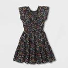 Girls' Short Sleeve Challis Dress - Cat & Jack Charcoal Gray