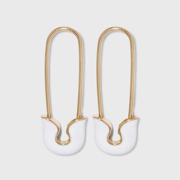Sugarfix By Baublebar Enamel Safety Pin Drop Earrings - White