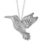 Distributed By Target Women's Sterling Silver Accent Round-cut White Diamond Pave Set Bird Pendant - White