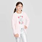 Girls' Long Sleeve Open Layering Sweater - Cat & Jack Blush S, Girl's, Size:
