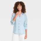 Women's Long Sleeve Gauze Button-down Shirt - Universal Thread Light Blue