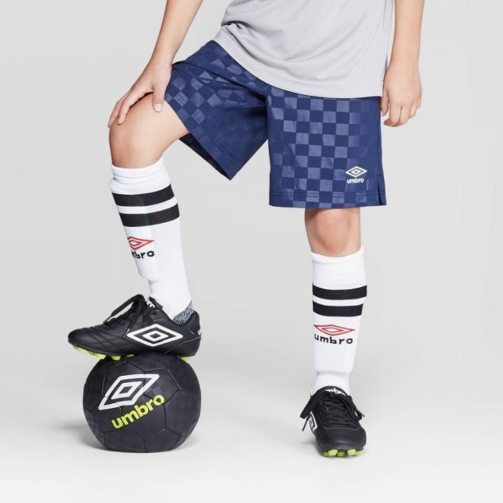 Umbro Boys' Stretch Woven Checkerboard Shorts - Navy