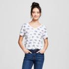 Women's Elephant Printed Short Sleeve Drapey Pocket T-shirt - Grayson Threads (juniors') - White