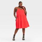 Women's Plus Size Tiered Tank Dress - Universal Thread Red