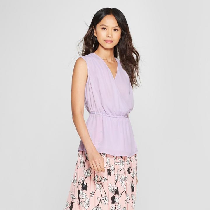 Women's Sleeveless Wrap Top - Who What Wear Light Purple