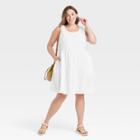 Women's Plus Size Gauze Tiered Tank Dress - Universal Thread White